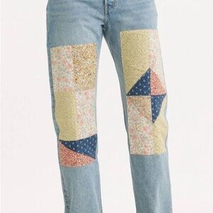 Levi's Vintage Patchwork Quilt 501 Straight Leg Jeans - Blue and Multicolor